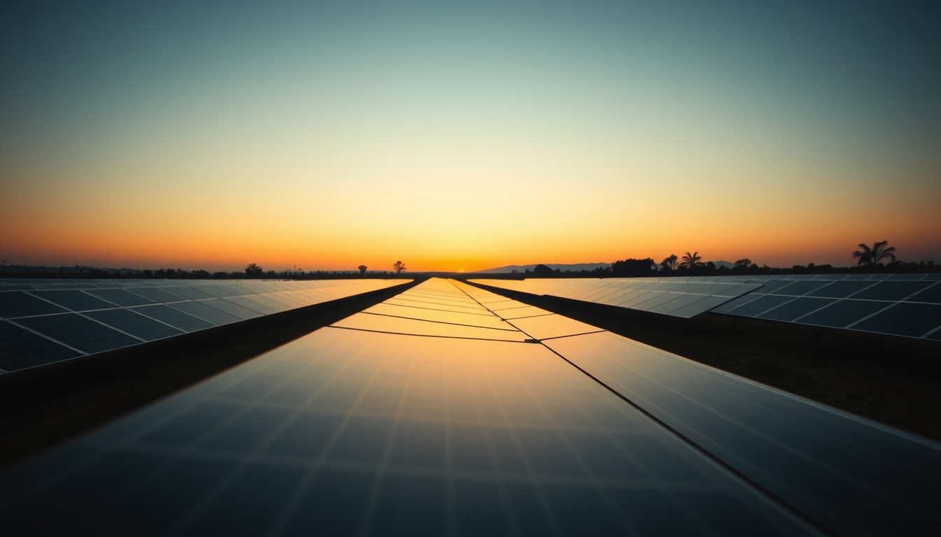 solar panel farm in dry Brazilian landscape in editorial style