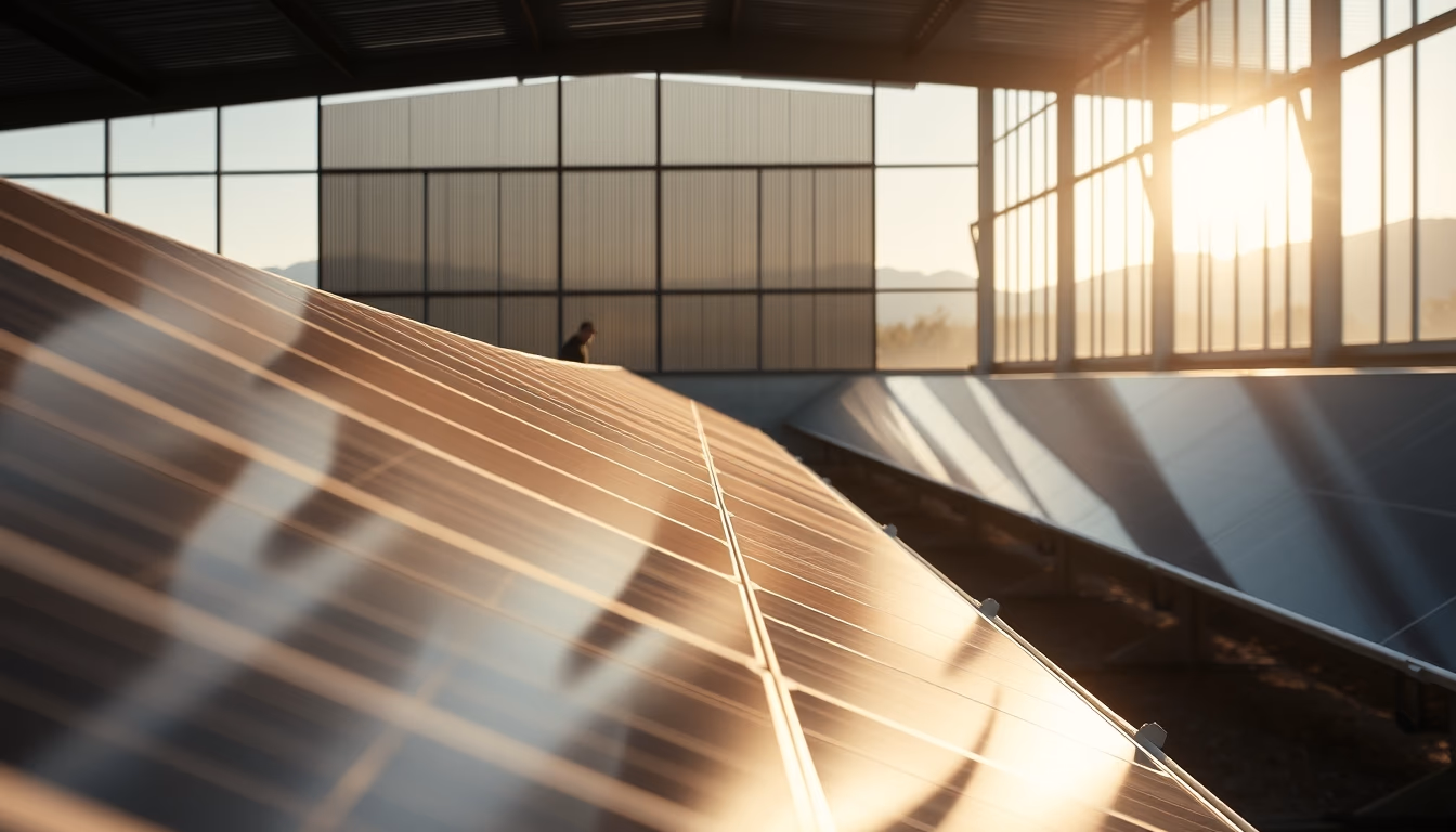 solar panel farm in dry Brazilian landscape in editorial style