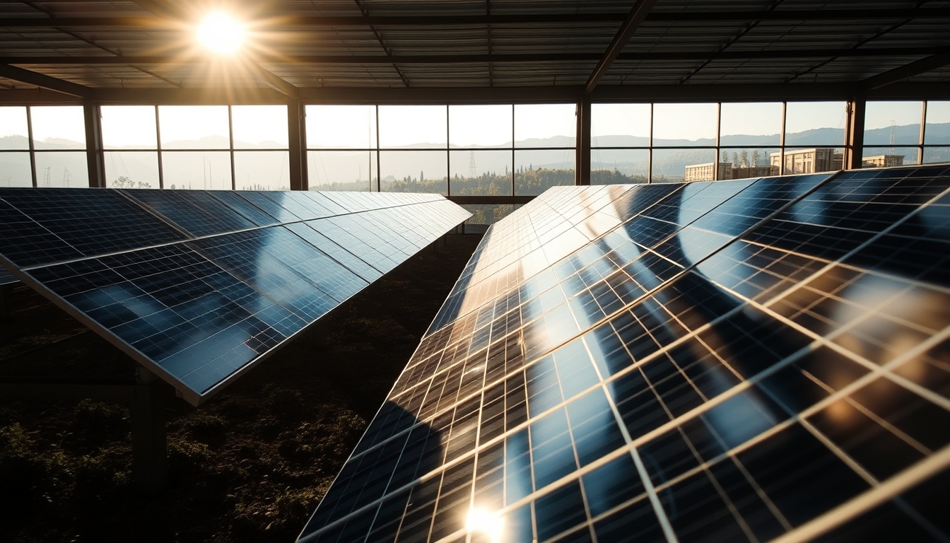 solar panel farm in dry Brazilian landscape in editorial style