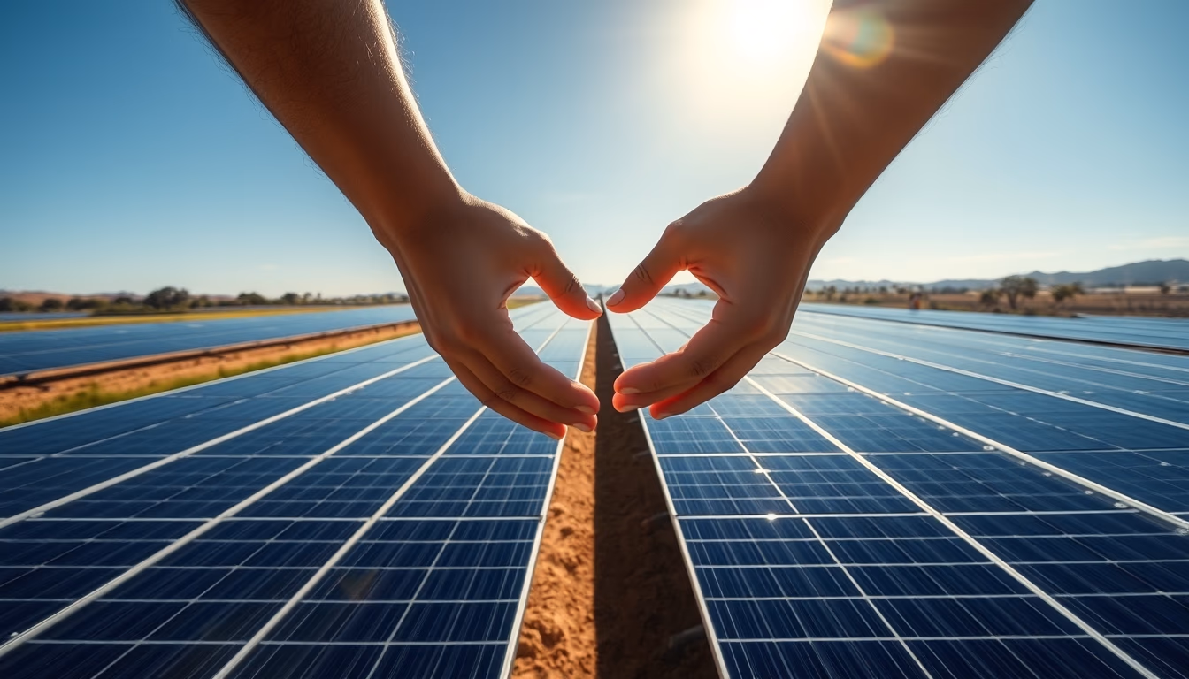 solar panel farm in dry Brazilian landscape in editorial style