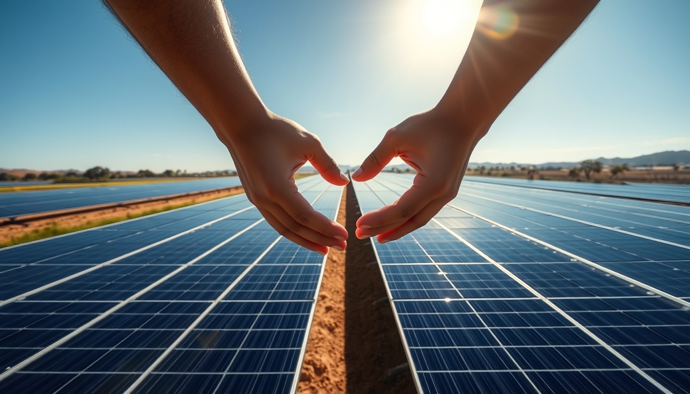 solar panel farm in dry Brazilian landscape in editorial style