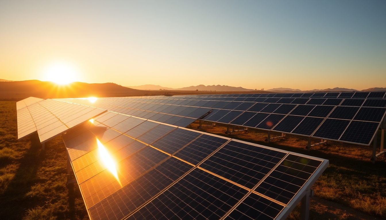 solar panel farm in dry Brazilian landscape in editorial style