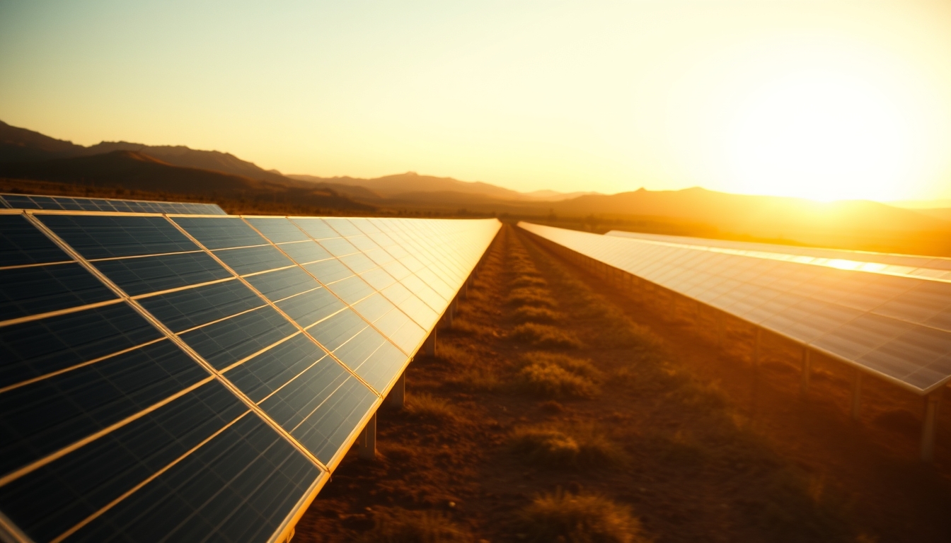 solar panel farm in dry Brazilian landscape in editorial style