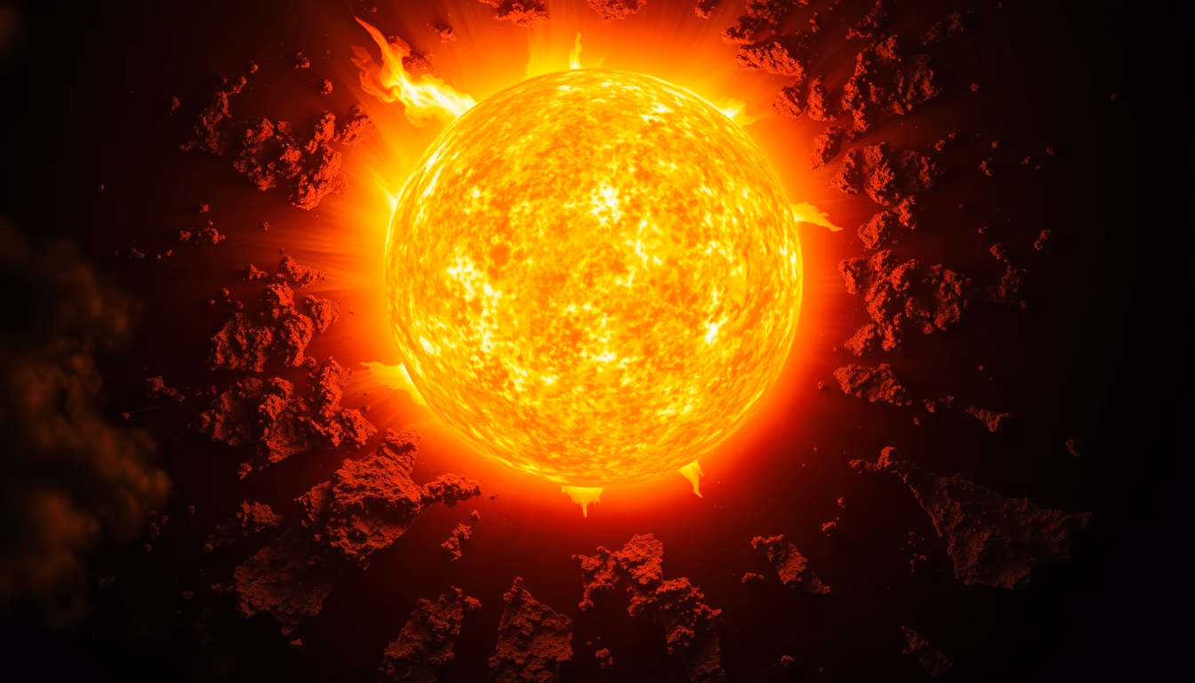 solar prominence eruption in editorial style