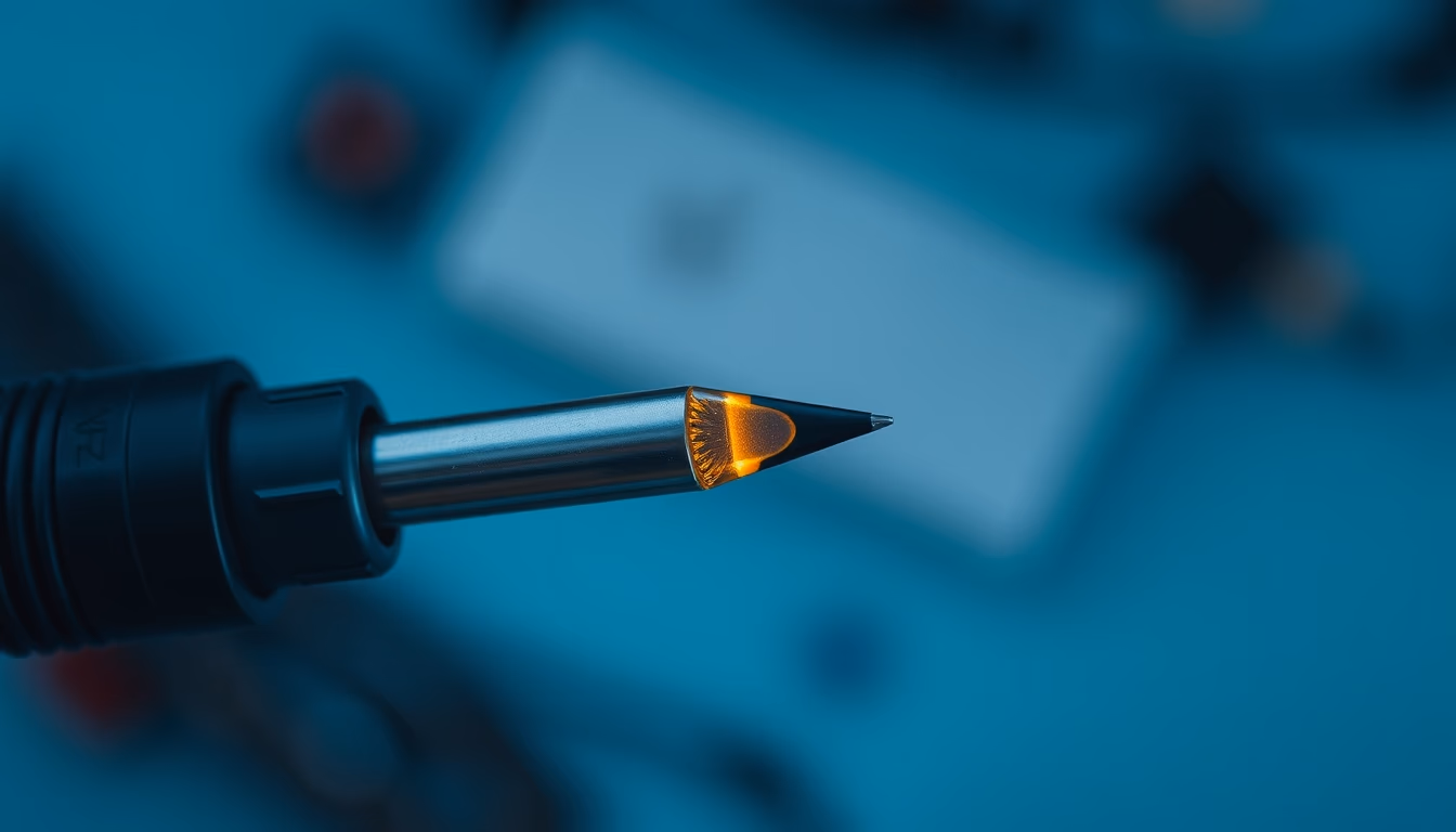 soldering iron tip in editorial style