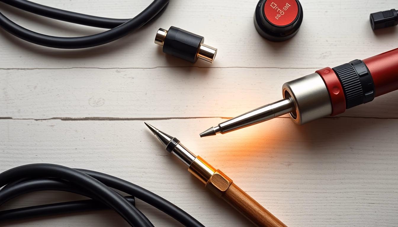 soldering iron tip in editorial style