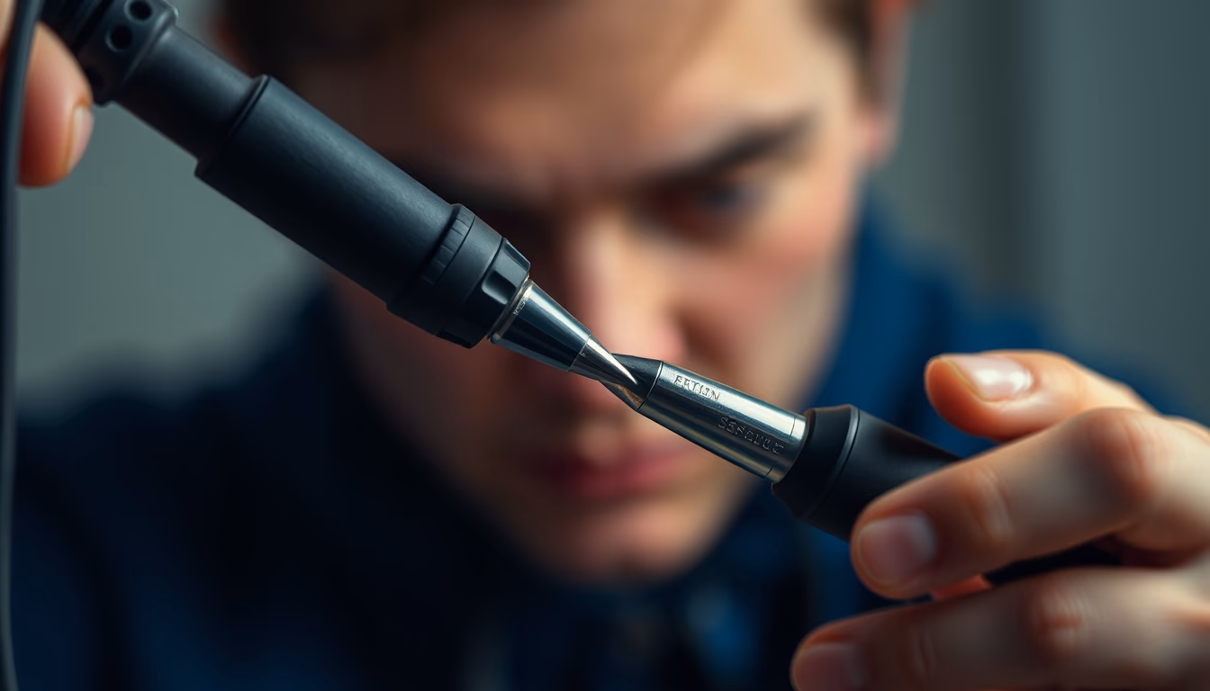 soldering iron tip in editorial style