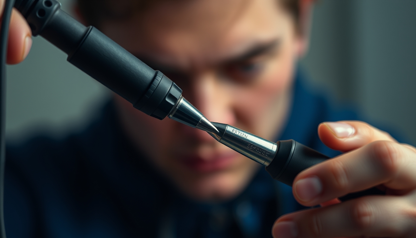 soldering iron tip in editorial style