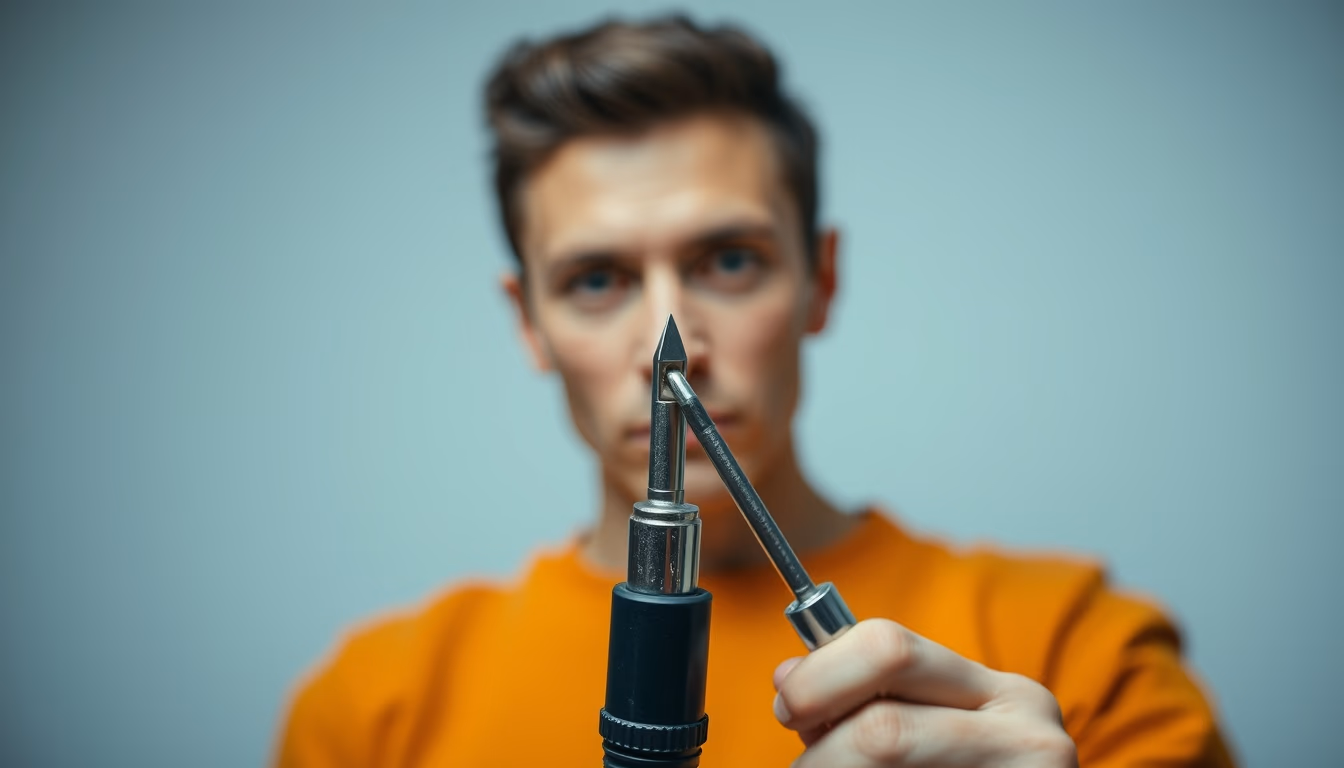 soldering iron tip in editorial style