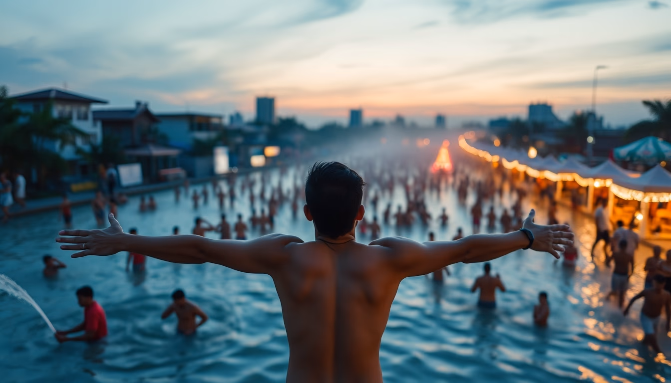 songkran water festival in editorial style