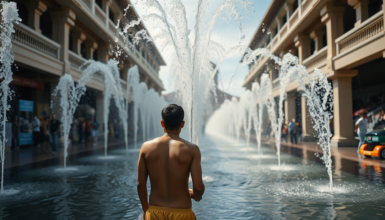songkran water festival in editorial style