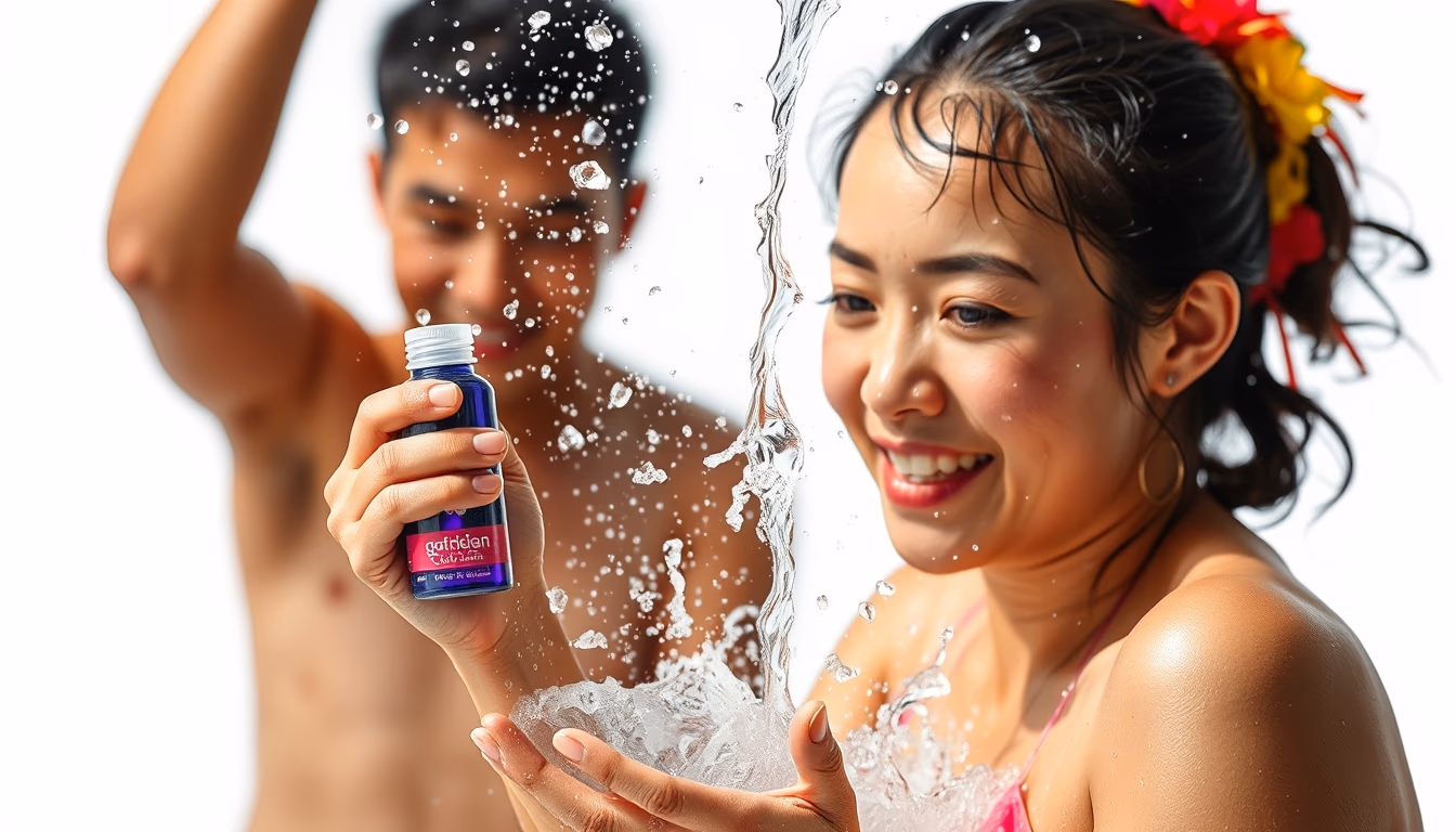 songkran water festival in editorial style