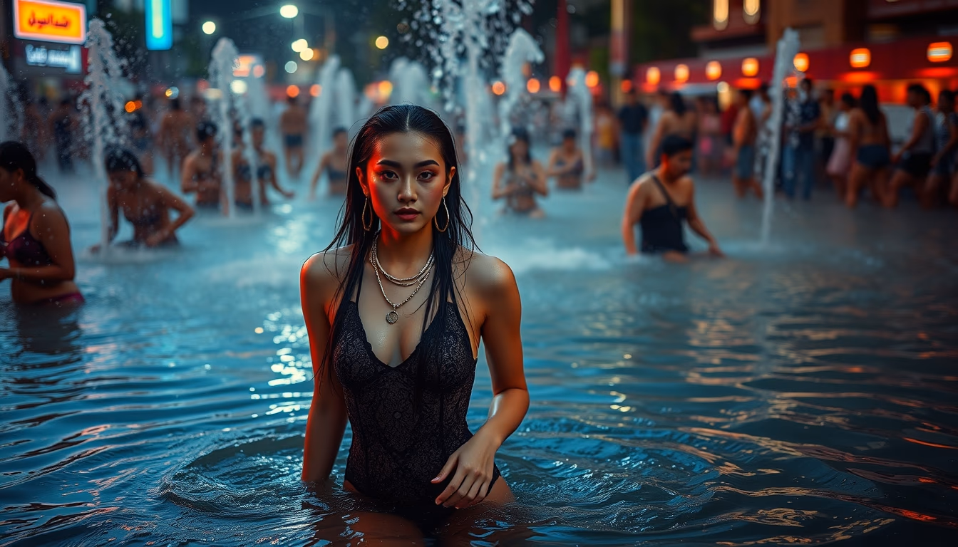 songkran water festival in editorial style