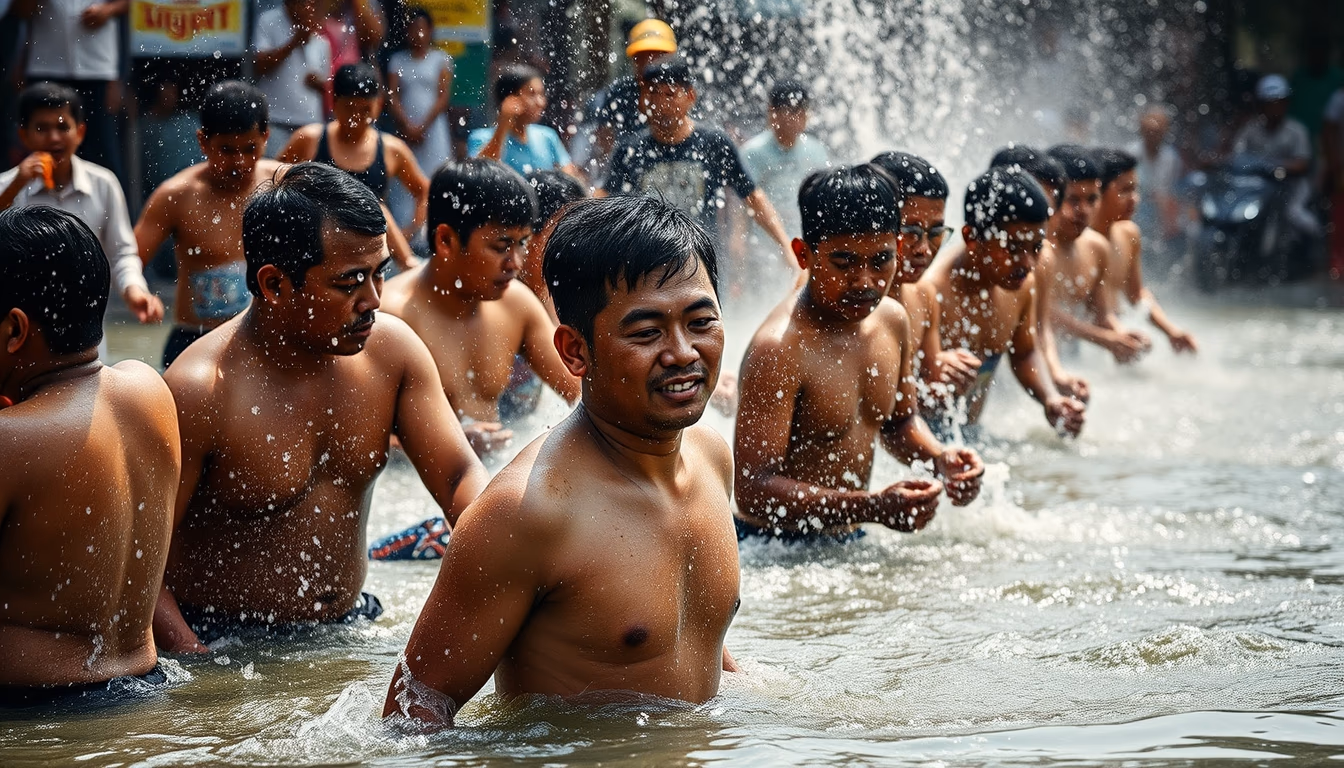 songkran water festival in editorial style