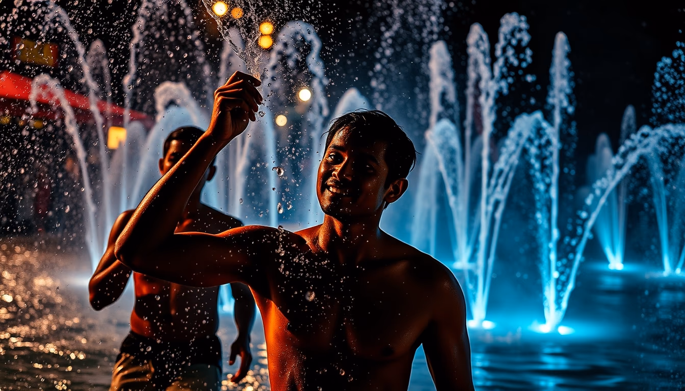 songkran water festival in editorial style