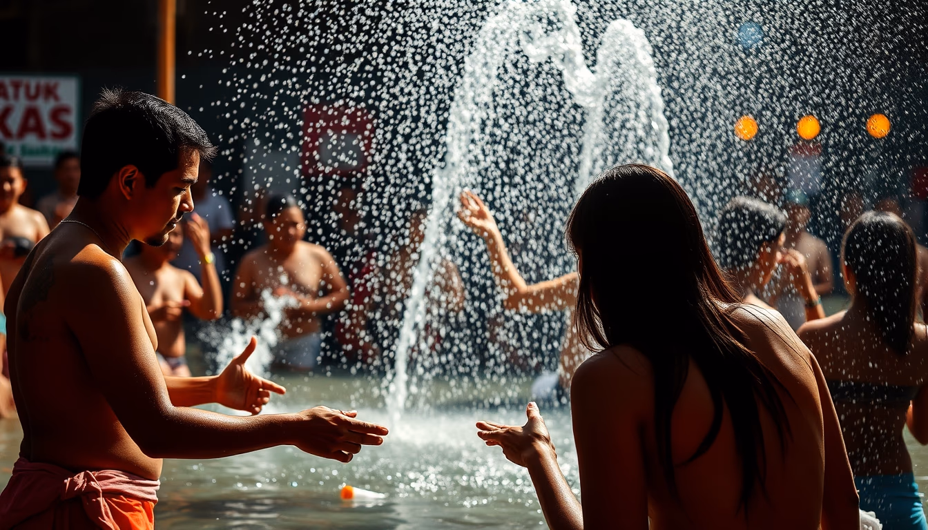 songkran water festival in editorial style