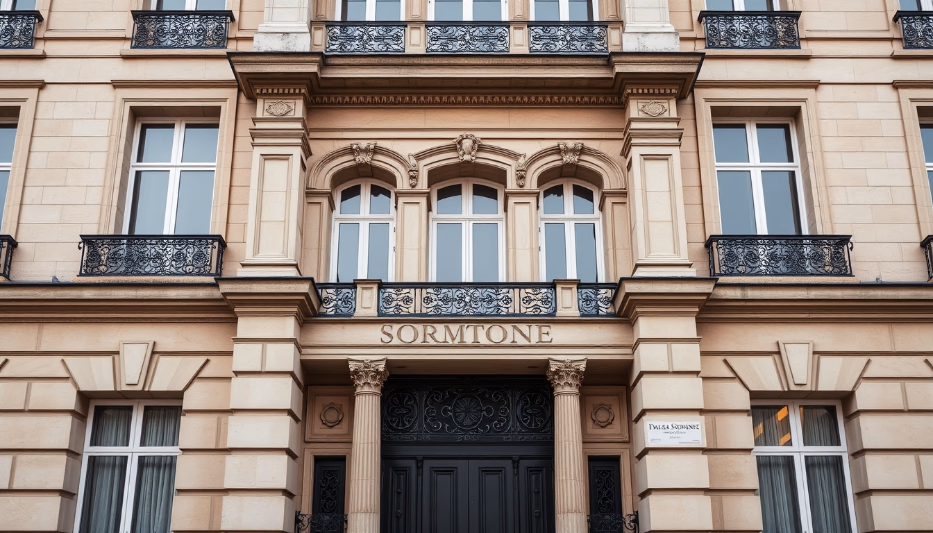 sorbonne paris facade in editorial style