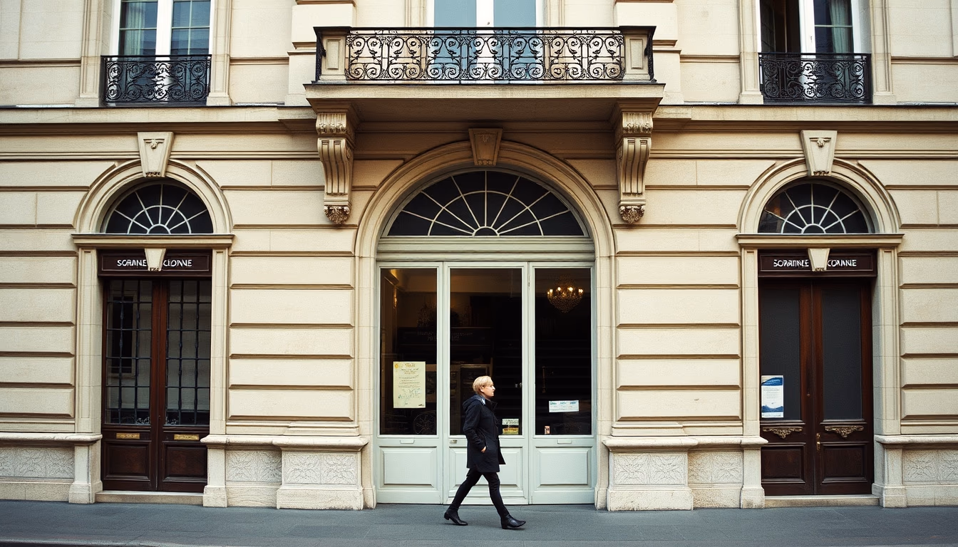 sorbonne paris facade in editorial style