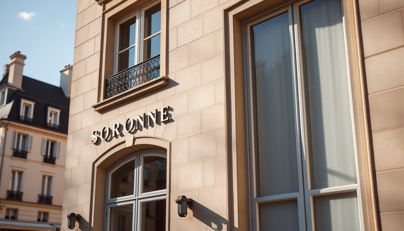 sorbonne paris facade in editorial style