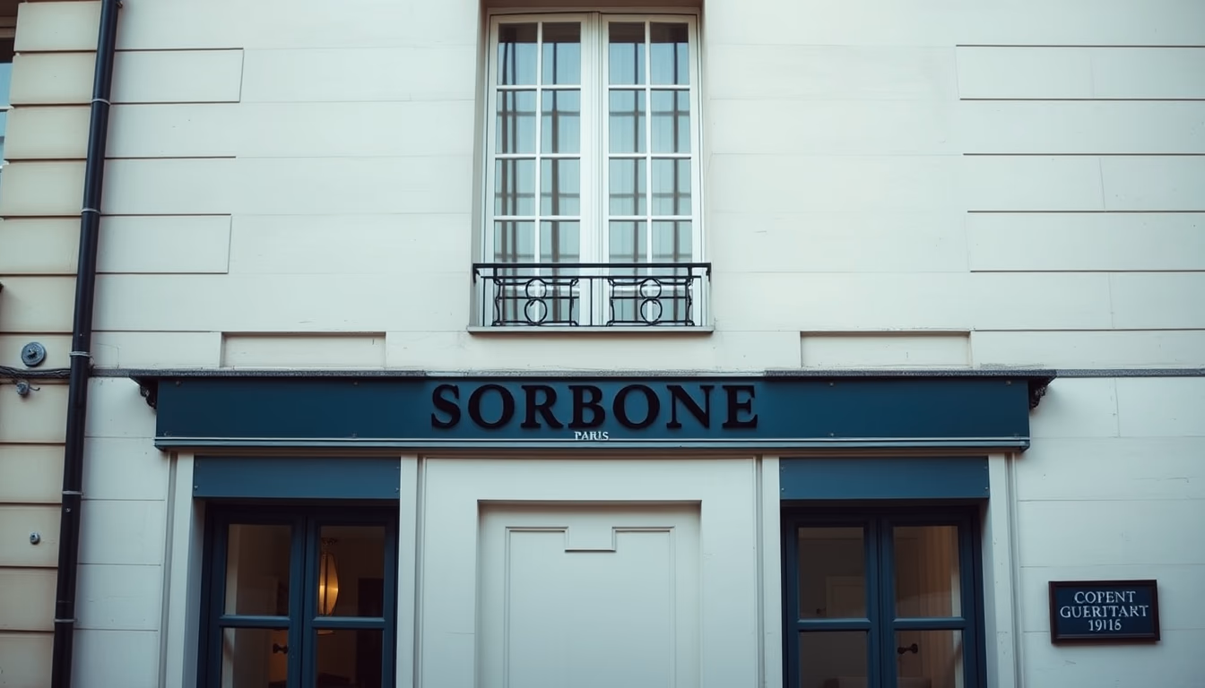sorbonne paris facade in editorial style