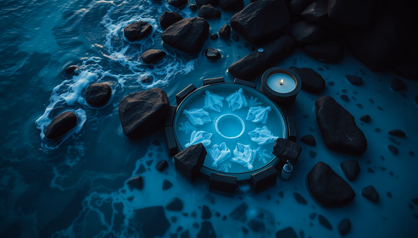 spa stones hot black in editorial style