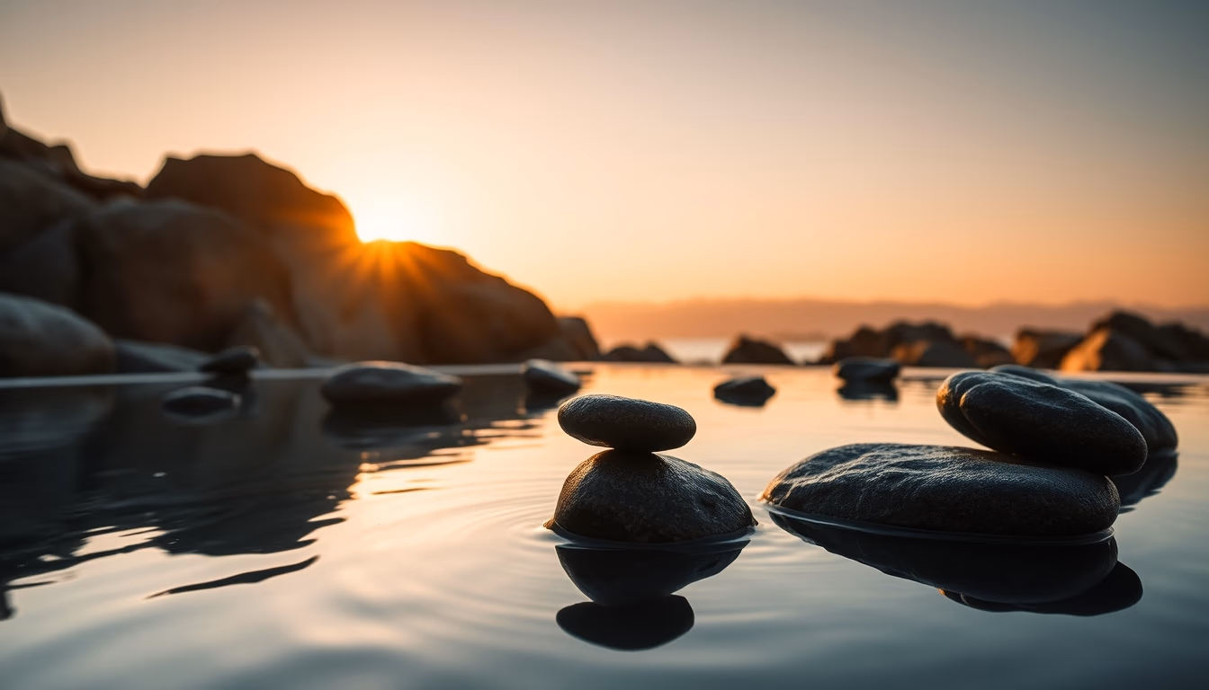 spa stones hot black in editorial style