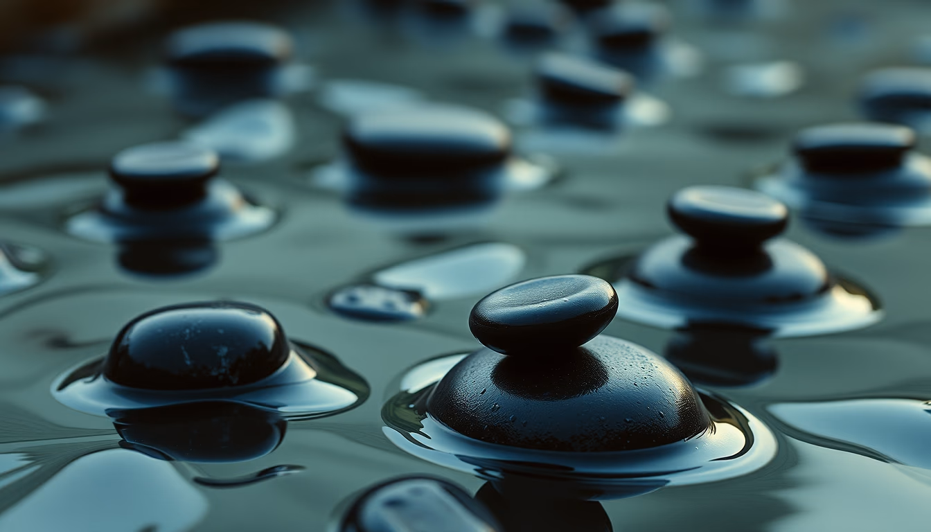 spa stones hot black in editorial style