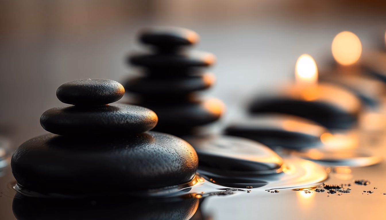 spa stones hot black in editorial style