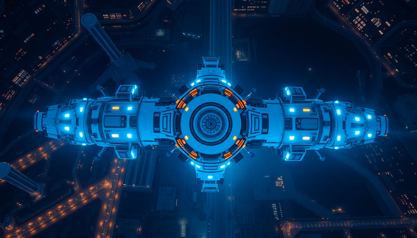 space station futuristic in editorial style