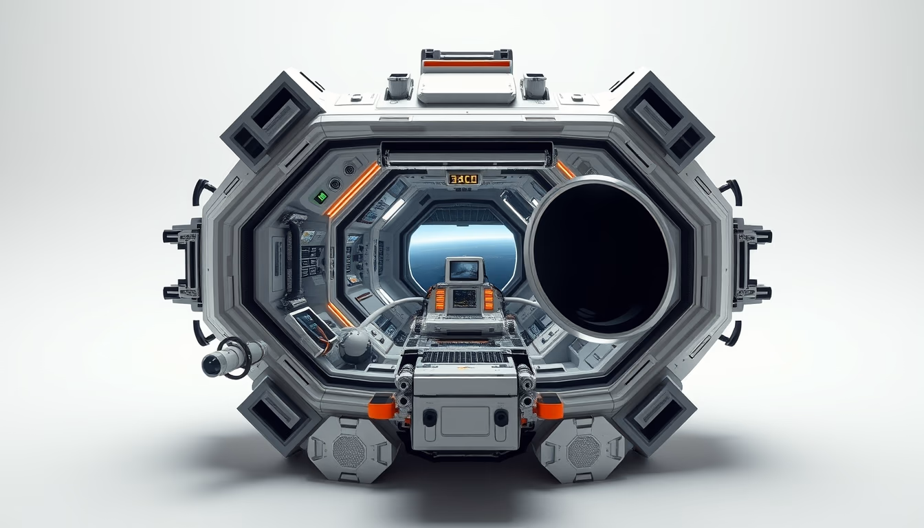 space station futuristic in editorial style