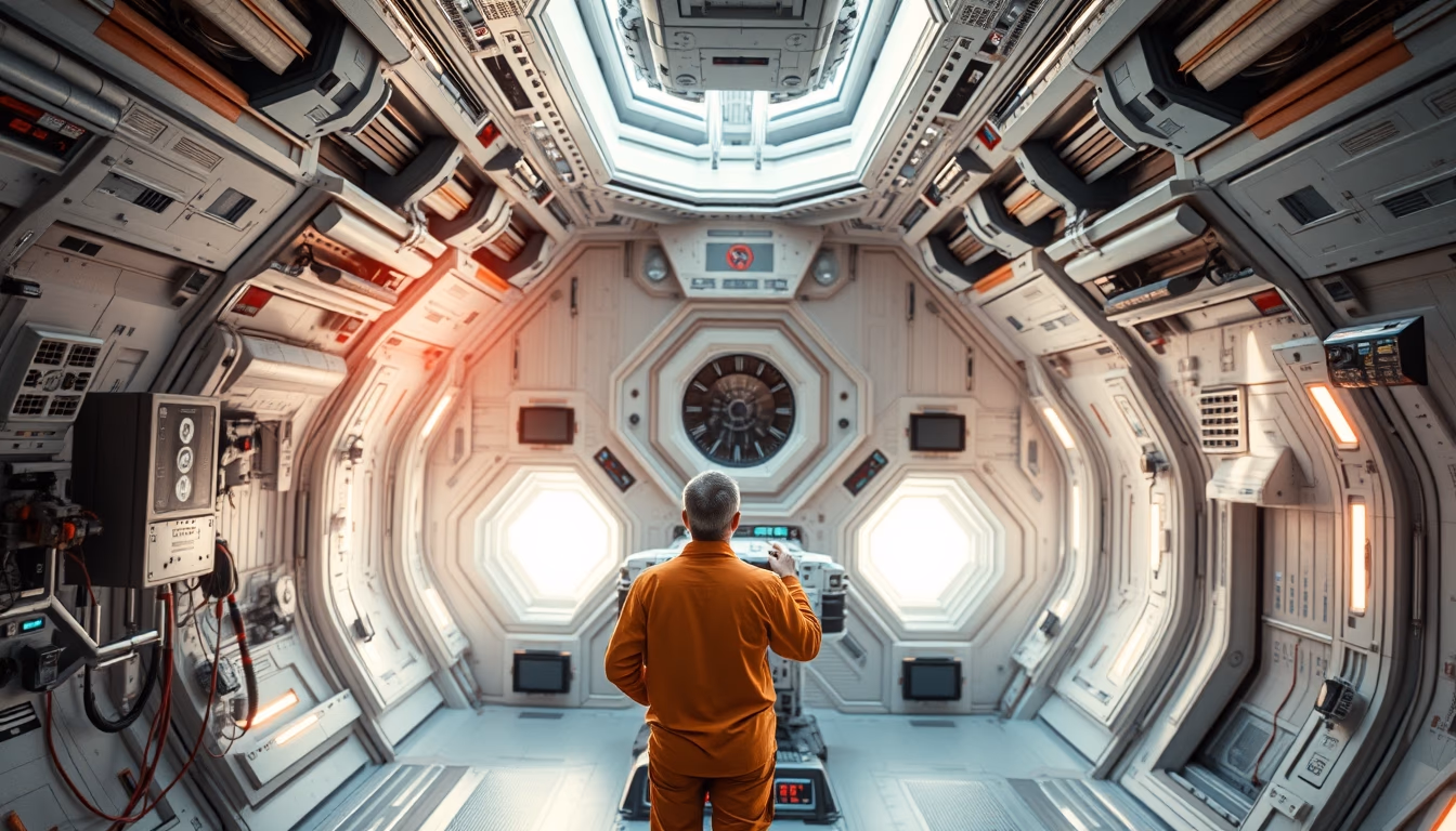 space station futuristic in editorial style