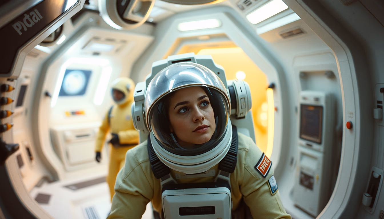 space station futuristic in editorial style