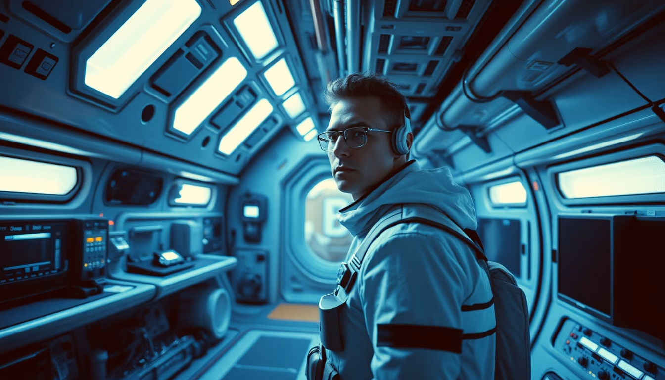 space station futuristic in editorial style