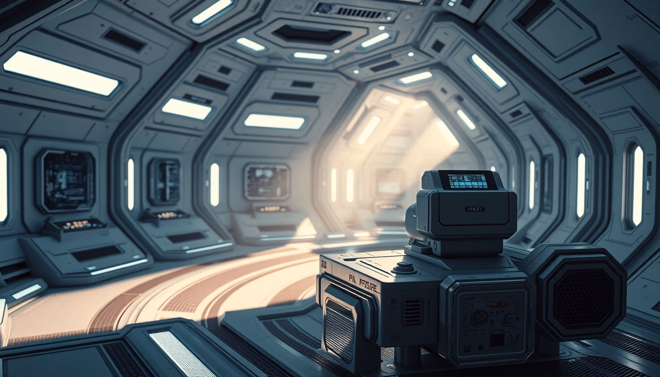 space station futuristic in editorial style