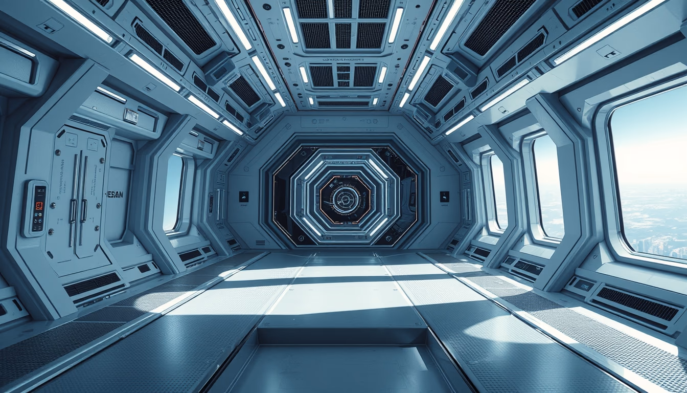 space station futuristic in editorial style