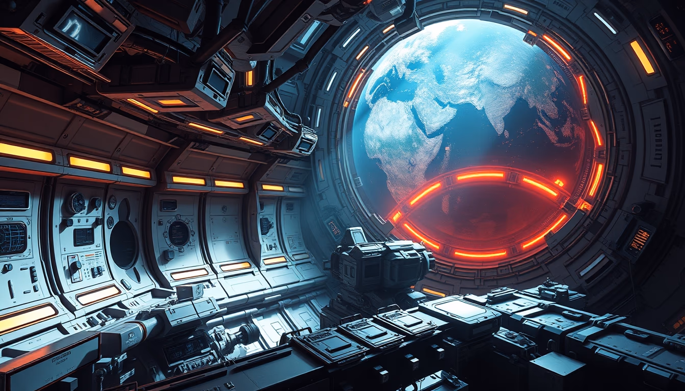 space station futuristic in editorial style