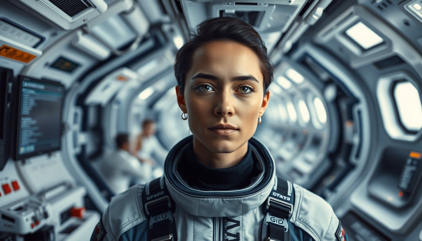 space station futuristic in editorial style