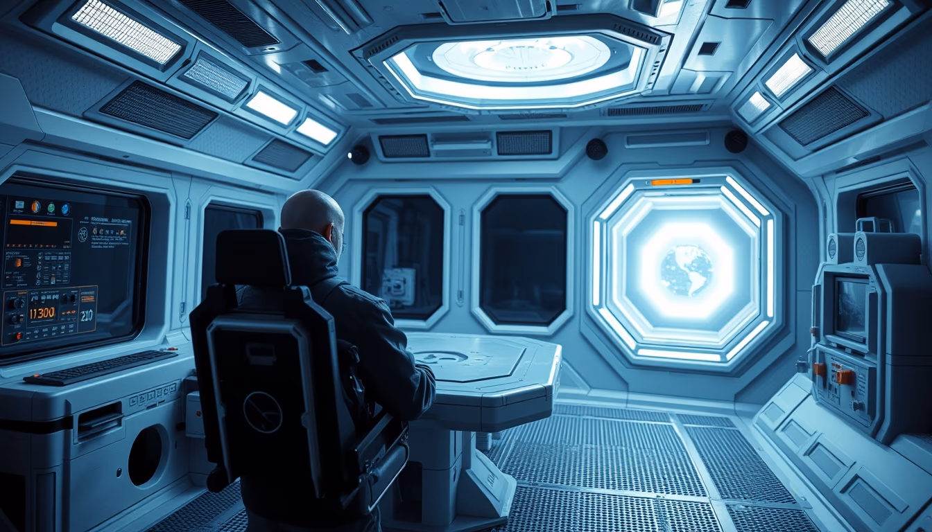 space station futuristic in editorial style