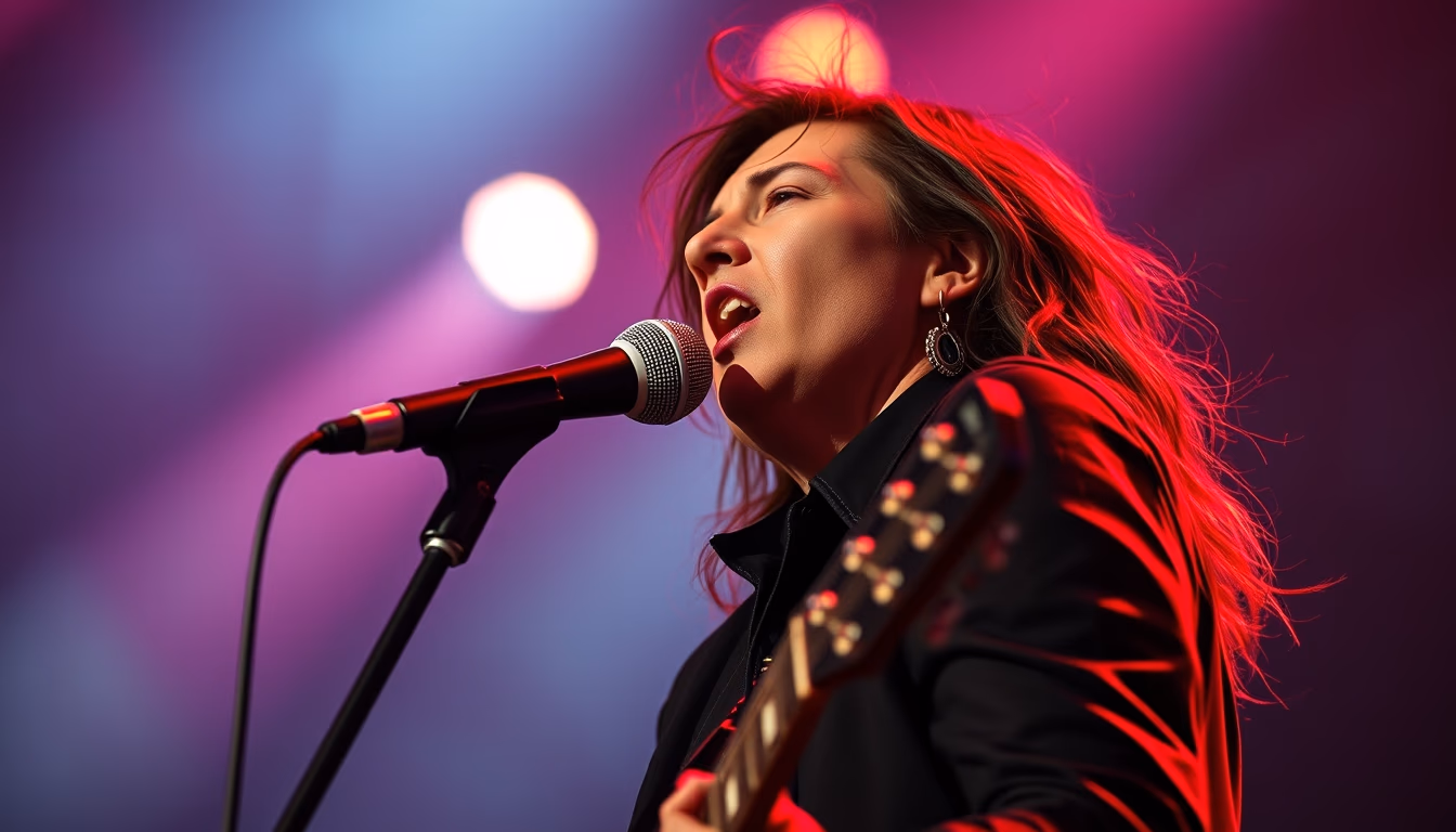 speaker stack rock concert in editorial style