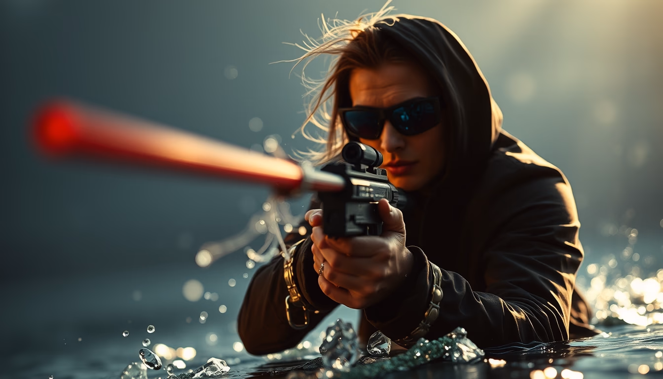 spear fishing gun in editorial style