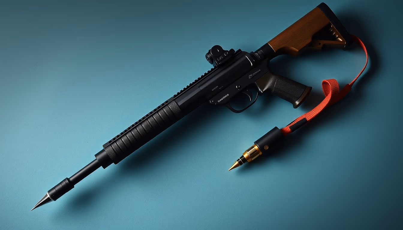 spear fishing gun in editorial style