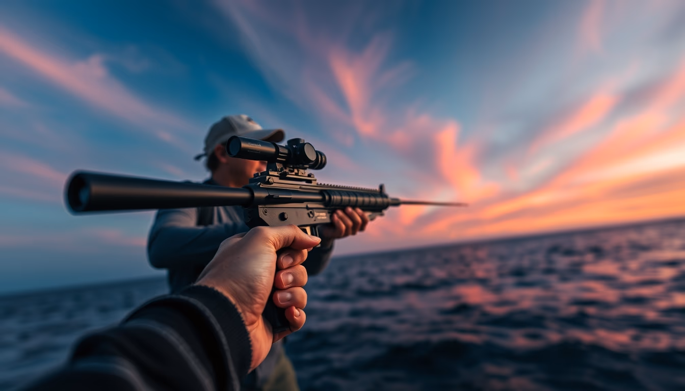 spear fishing gun in editorial style