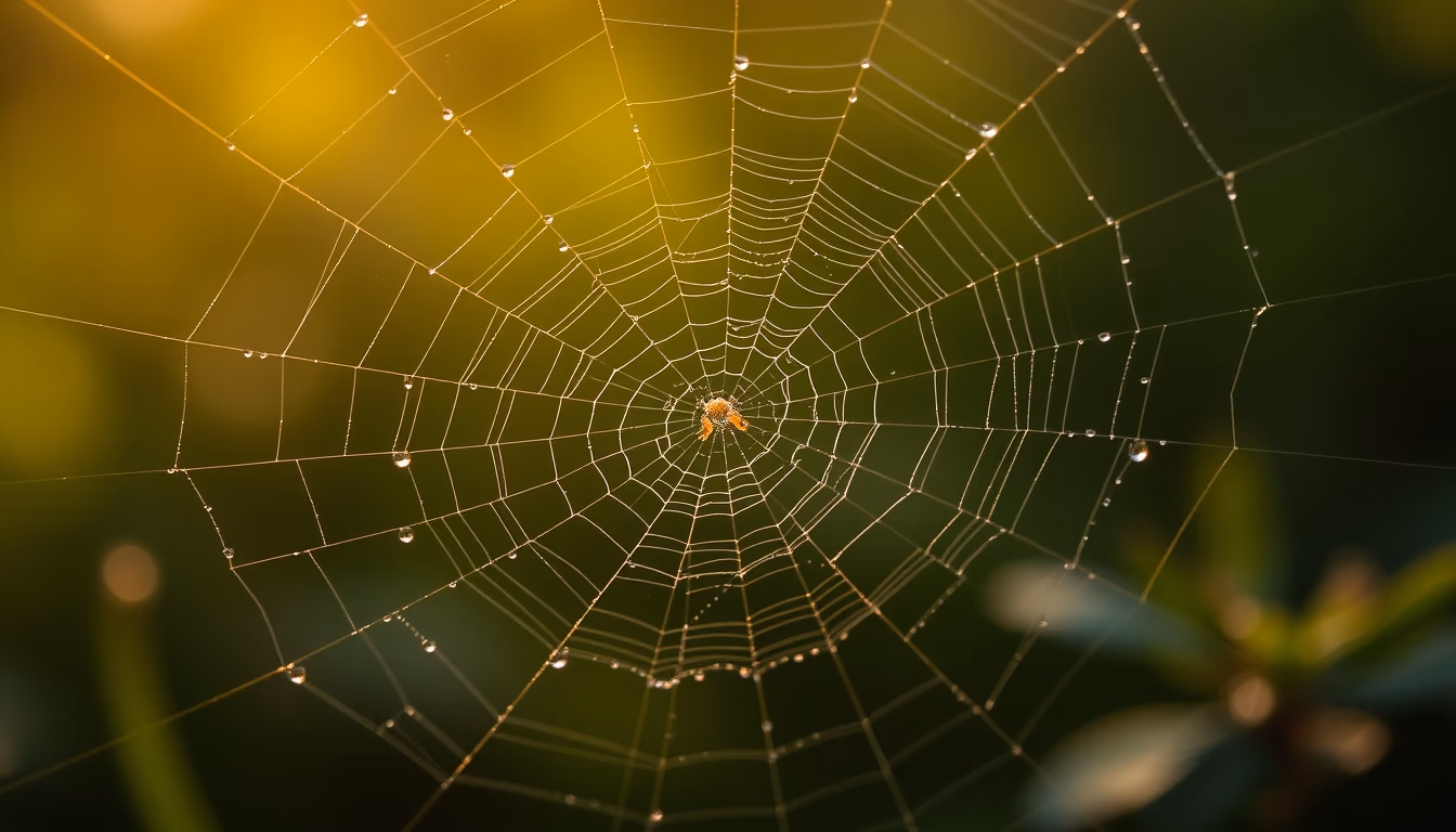 Spider web morning dew em estilo editorial