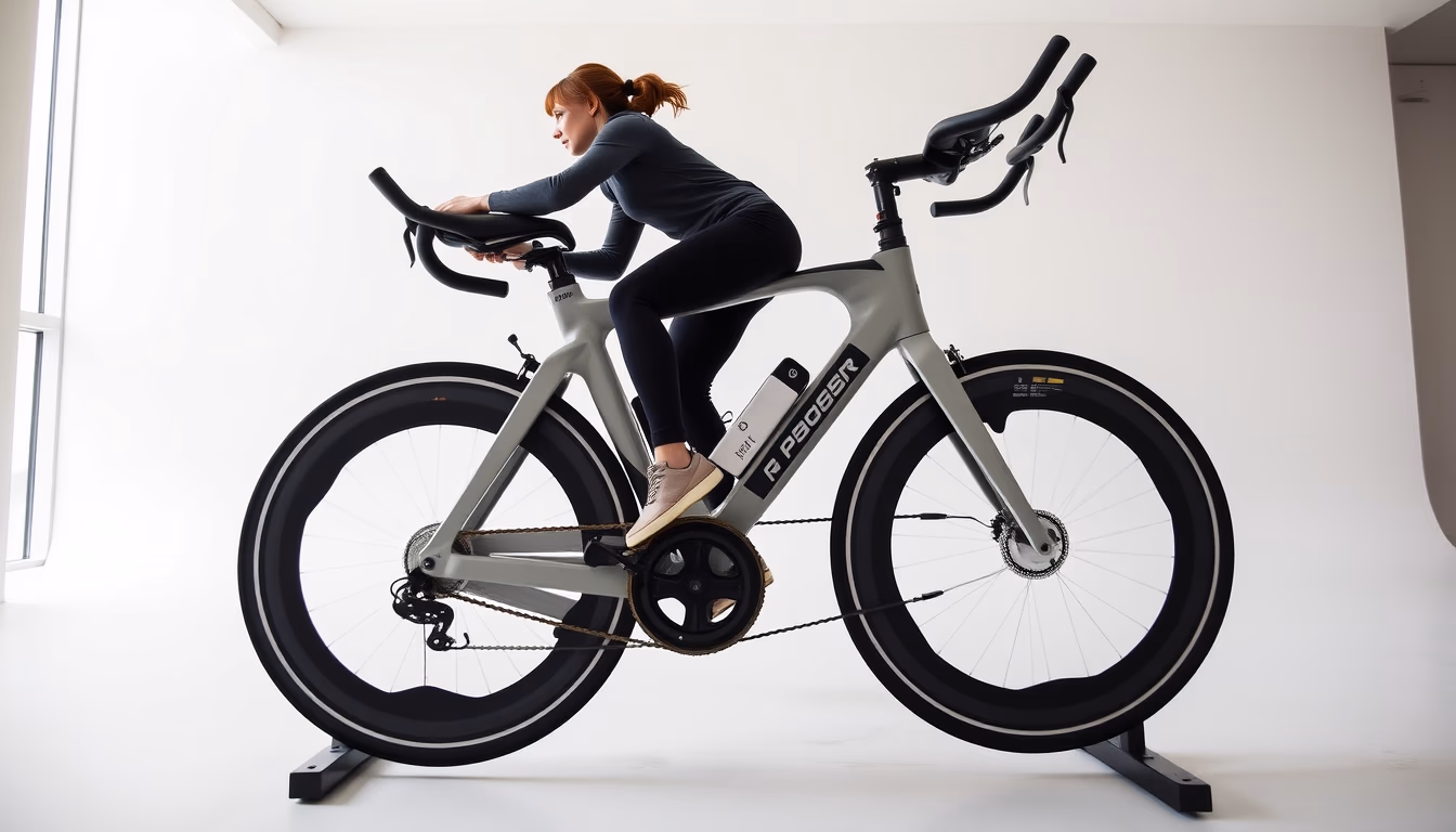 spin bike studio class in editorial style