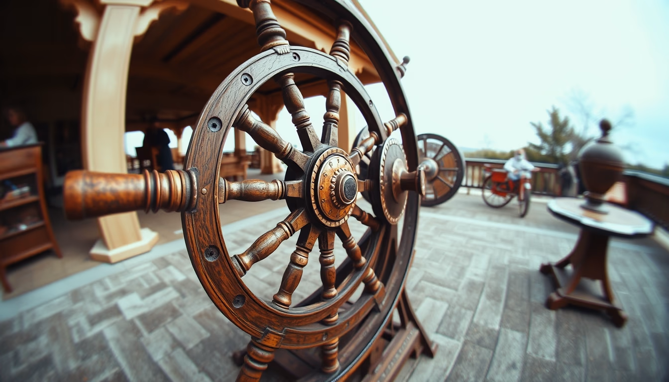 spinning wheel antique in editorial style