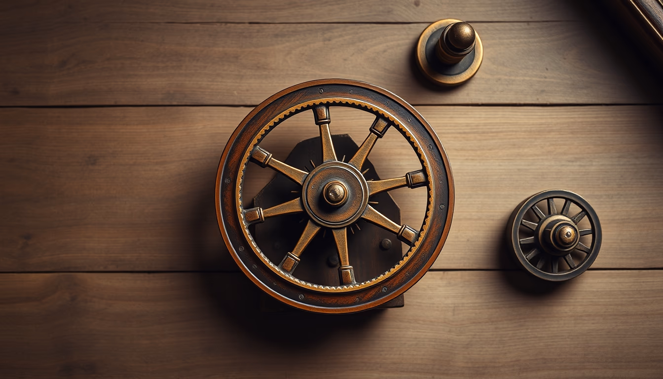 spinning wheel antique in editorial style
