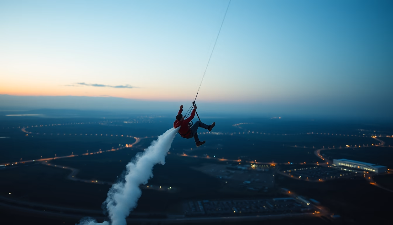 sport kite stunt in editorial style