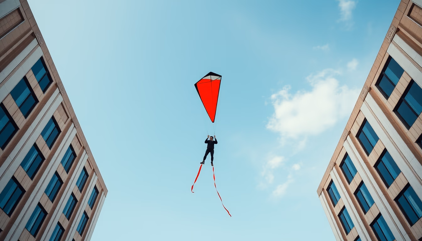 sport kite stunt in editorial style