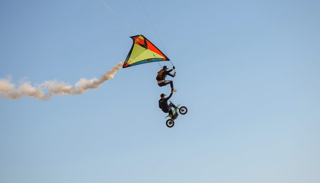 sport kite stunt in editorial style