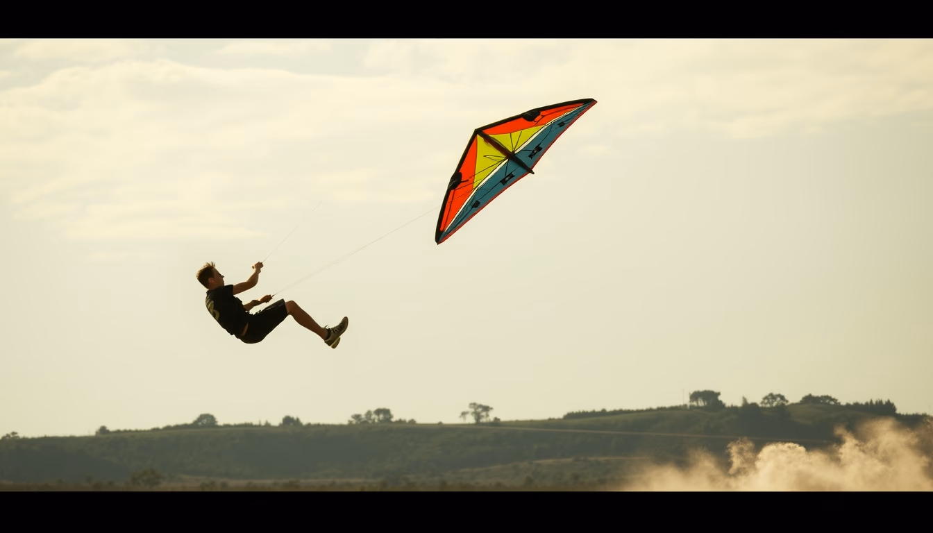 sport kite stunt in editorial style
